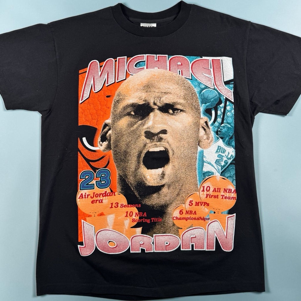 Vintage 90s Michael Jordan Farewell 23 T Shirt Large Bulls Tultex Rap Tee